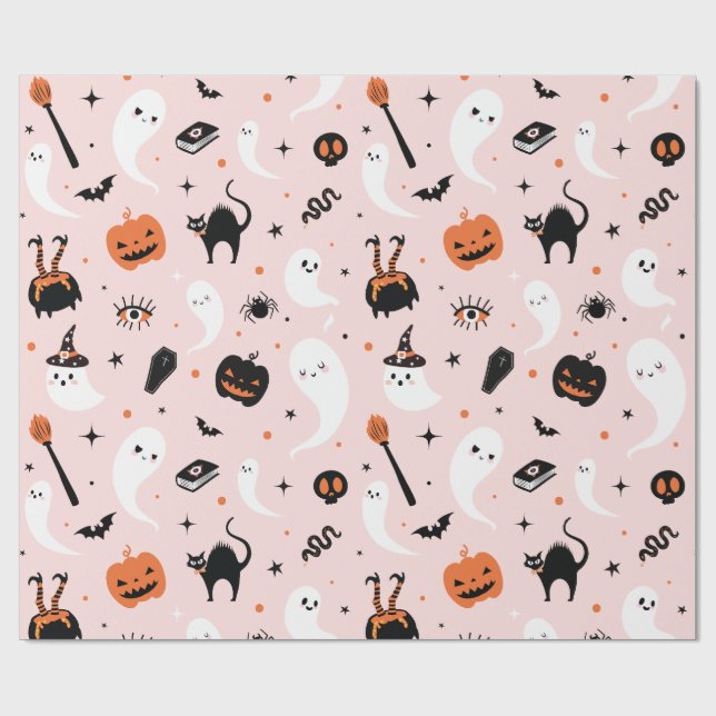 Papel De Presente Halloween Rosa Bonito (Aberto)