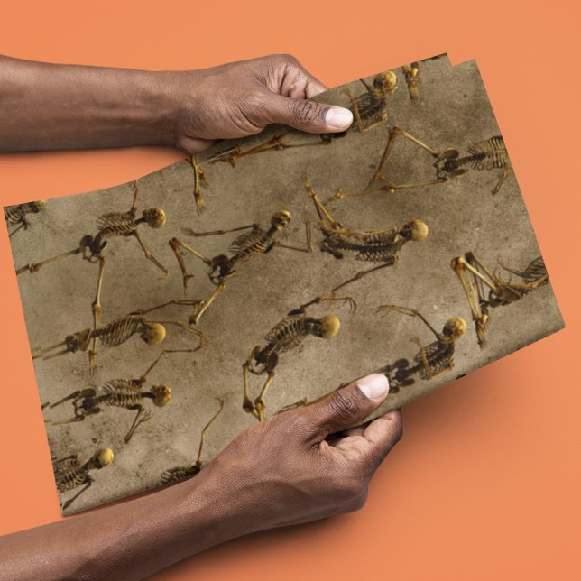 Papel De Presente Halloween Skeletons Dançando Assustador Spooky (Criador carregado)
