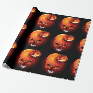 Papel De Presente Halloween Skull e Pumpkin