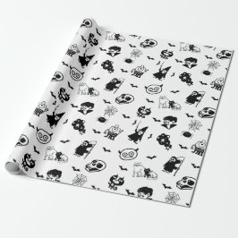 Papel De Presente Halloween Spooky Bonito Padrão Feriado Feriado Neg