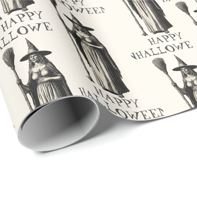 Papel De Presente Halloween Spooky Bruxa Cheia (Ponta do rolo)