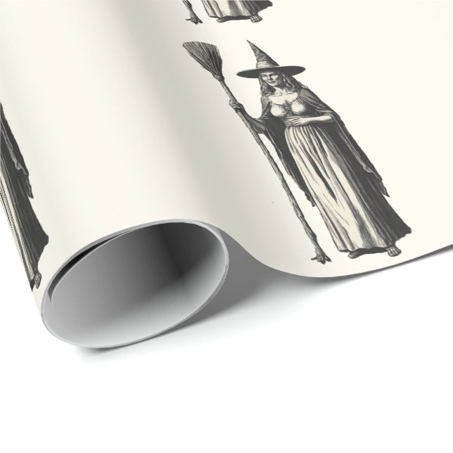 Papel De Presente Halloween Spooky Bruxa Cheia (Ponta do rolo)