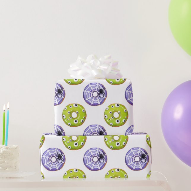 Papel De Presente Halloween Spooky Spider & Green Eyed Monster Rosqu (Presentes para festas)