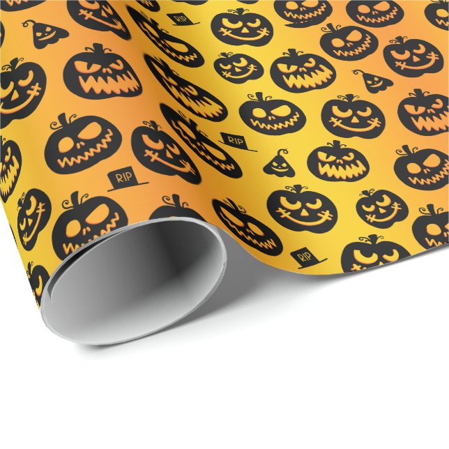 Papel De Presente 💀 Halloween 🍬 "Sunset Spooktacular" 🍬 (Ponta do rolo)