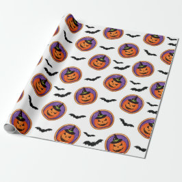 Papel De Presente Halloween Traz Jack-O-Lantern Cookie & Bats