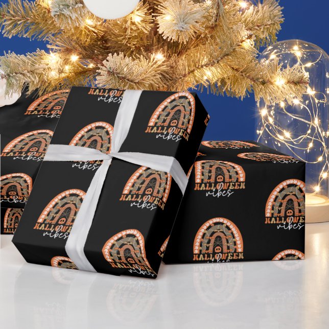 Papel De Presente Halloween Vibes Boho Rainbow Fall Spooky (Feriados)