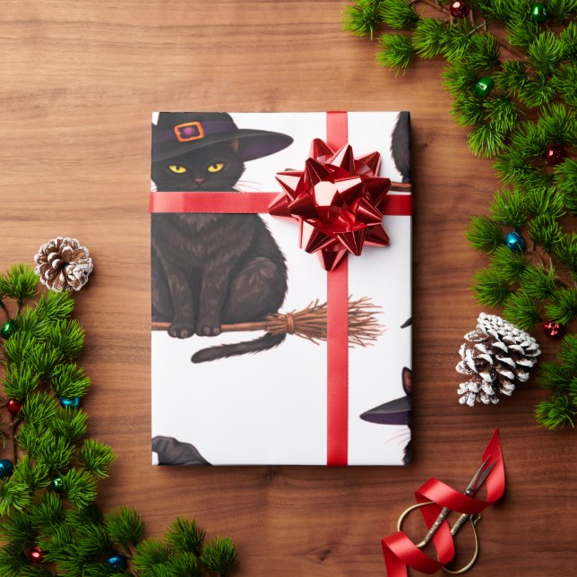 Papel De Presente Halloween Witch Cat (Presente de Natal)