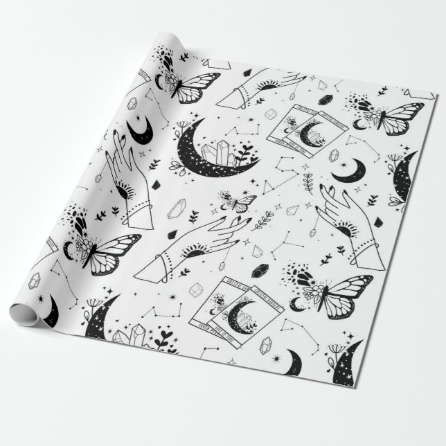 Papel De Presente Halloween Witch Tarot Card Crystal Moon (Desenrolado)