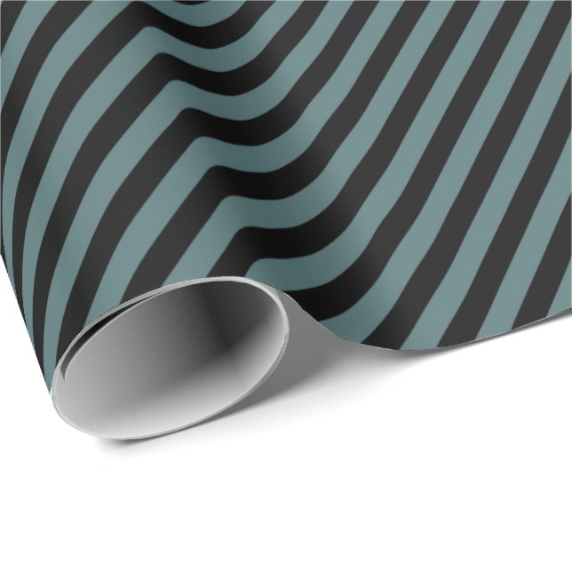 Papel De Presente HAMbWG Wrapping Paper - Teal/Black Striping (Ponta do rolo)
