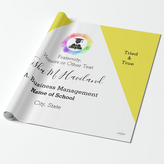 Papel De Presente HAMbyWG amarelo e branco da curva de presente de g (Desenrolado)