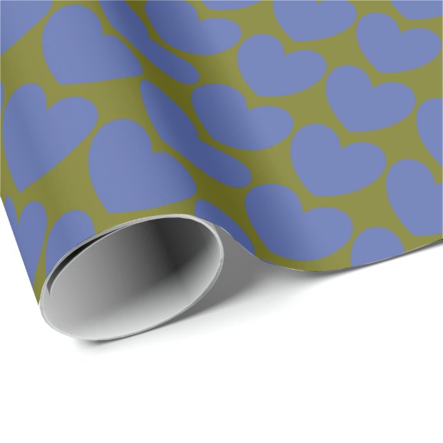Papel De Presente HAMbyWG - Quebra de presente - Azul com Corações A (Ponta do rolo)