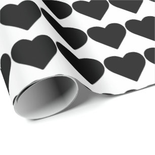Papel De Presente HAMbyWG Wrapping Paper - Black Hearts on White