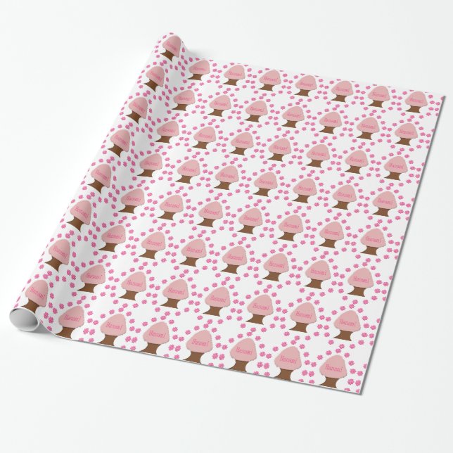 Papel De Presente Hanami - Árvore de Cereja Japonesa (Desenrolado)