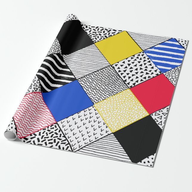 Papel De Presente Hand Drawn Patchwork Background. Childish textured (Desenrolado)