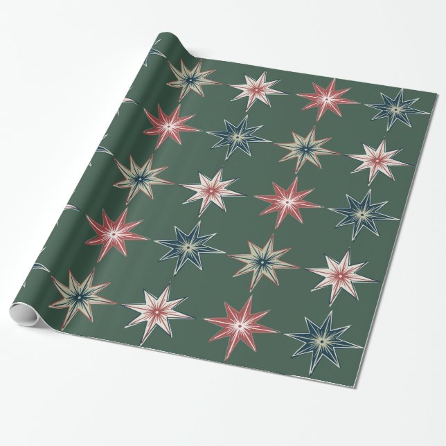 Papel De Presente Hand Drawn Twinkle Stars - Holiday Wrapping Paper (Desenrolado)