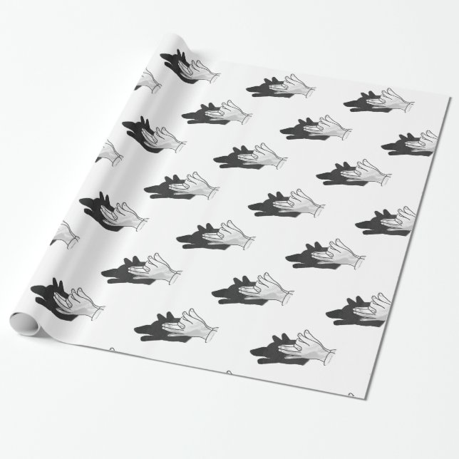 Papel De Presente Hand Silhouette Wolf (Desenrolado)