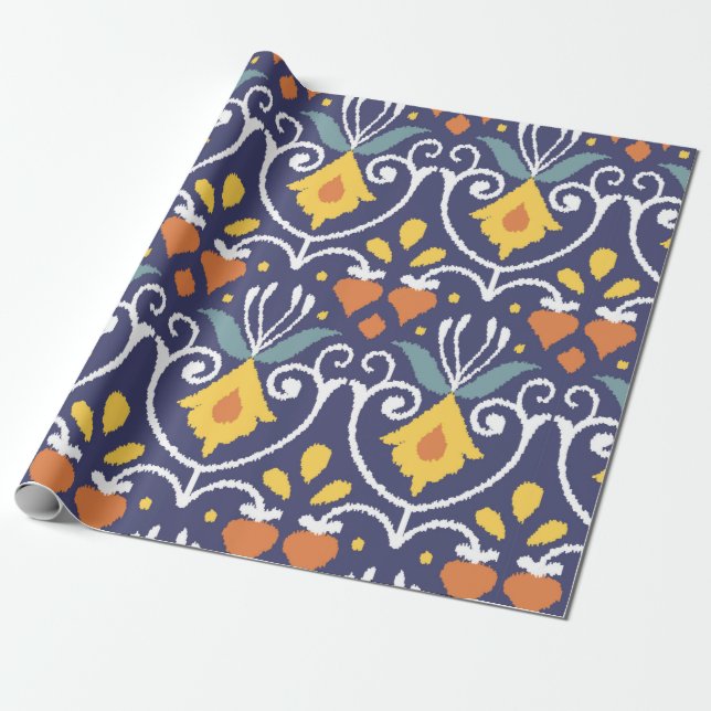 Papel De Presente Handmade Ikat fabric. Ethnic seamless pattern. Asi (Desenrolado)