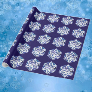 Papel De Presente Hannukah Menorah e Star