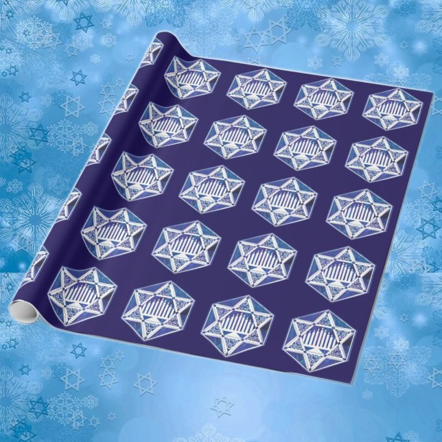 Papel De Presente Hannukah Menorah e Star (Criador carregado)