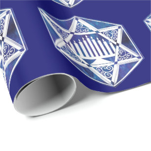 Papel De Presente Hannukah Menorah e Star