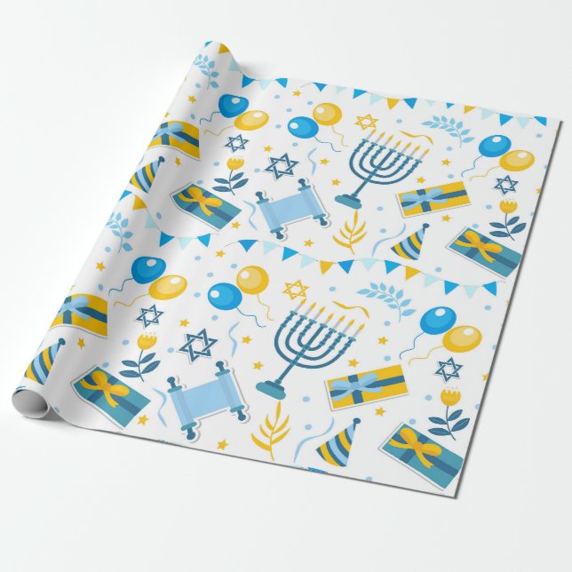 Papel De Presente Hanukkah (Desenrolado)