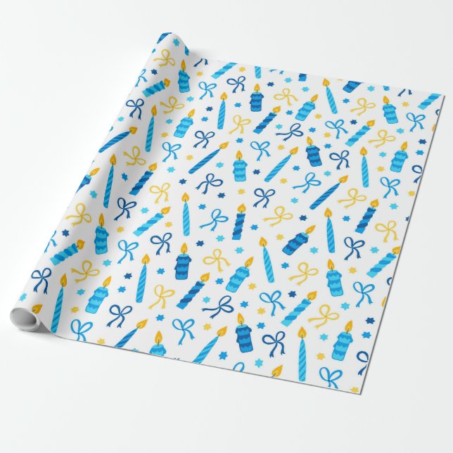 Papel De Presente Hanukkah Candles Wrapper Paper (Desenrolado)