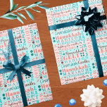 Papel De Presente Hanukkah Collage Vintage, Legal nome para crianças<br><div class="desc">Crie seu próprio papel de embrulho personalizado Chanucá nesta engraçada colagem de palavras azuis cor-de-rosa retrógrada e turquesa, mostrando o nome do seu filho que celebra o feriado. Fácil de personalizar, basta adicionar o nome do seu filho à modelo de texto e vê-lo preencher as cores de vintage inspiradas na...</div>