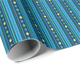 Papel De Presente Hanukkah Dreidel Party Stripe Wrapping Paper