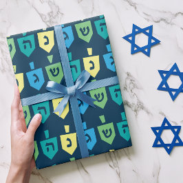 Papel De Presente Hanukkah Dreidel Party Wrapping Paper