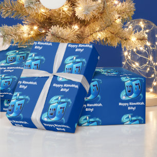 Papel De Presente Hanukkah Dreidel Spinning Name Personalizável