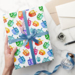 Papel De Presente Hanukkah Dreidels Rainbow Watercolor Holiday<br><div class="desc">Hanukkah Dreidels Rainbow Watercolor Holiday Pattern. Chanukah sonha em arco-íris multicolor.</div>