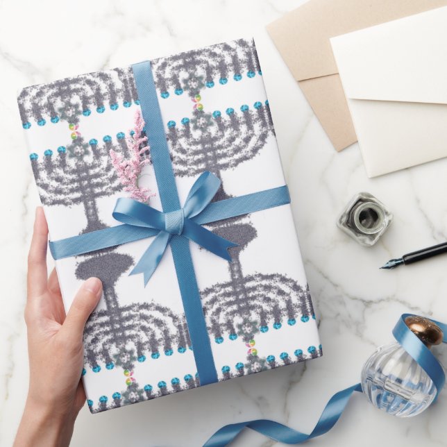Papel De Presente Hanukkah glam menorah hanukkiah (Presentear)