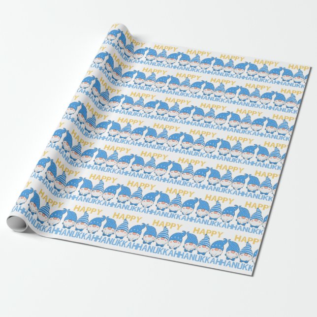 Papel De Presente Hanukkah Gnomos Trio Wrappaper (Desenrolado)