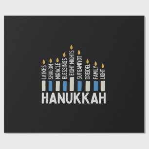 Papel De Presente Hanukkah Jewish Holiday Menorah Jew