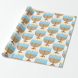 Papel De Presente Hanukkah Judeu Menorah Hebraico Presente
