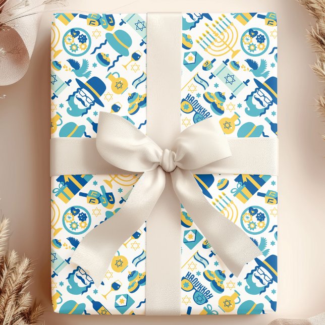 Papel De Presente Hanukkah Judeu Sukkot Engraçado Padrão Bonito (Criador carregado)