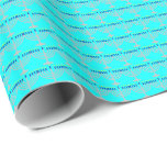 Papel De Presente Hanukkah Menorah de prata no azul do Aqua<br><div class="desc">Papel de envolvimento com menorah de prata com velas azuis e teste padrão amarelo da chama de vela em um fundo do azul do aqua. Customizável. Aperfeiçoe para o feriado judaico de Hanukkah (Chanukah).</div>
