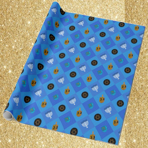 Papel De Presente Hanukkah Menorah Dreidels