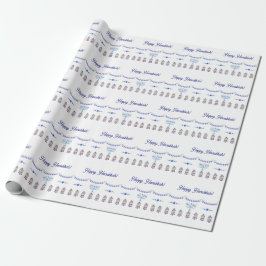 Papel De Presente Hanukkah menorah flor star azul