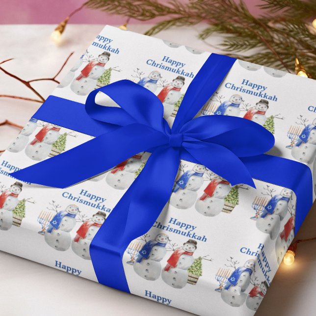 Papel De Presente Hanukkah Snowman Christmas Chrismukkah (Criador carregado)