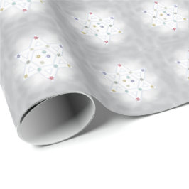 Papel De Presente Hanukkah Star e Cinza de Flocos de Neve