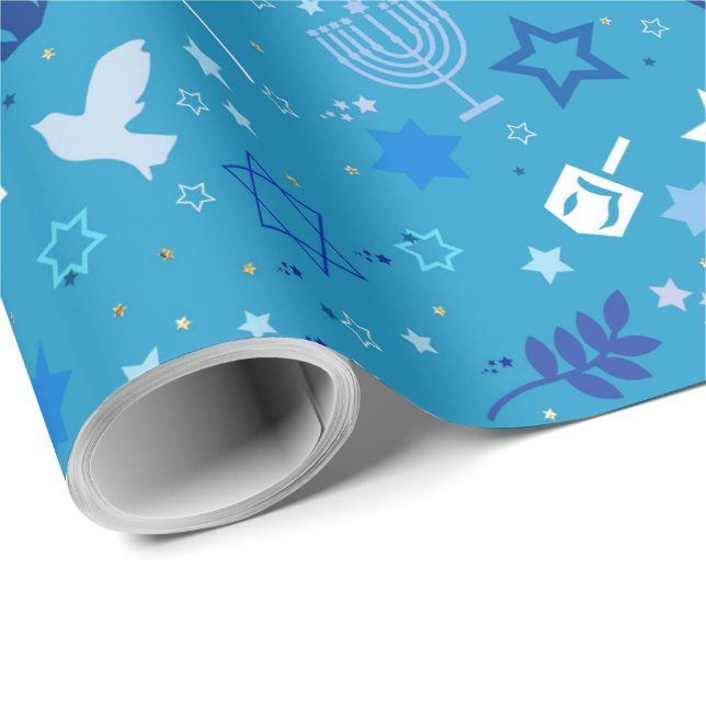 Papel De Presente Hanukkah Stars Wraping Paper (Ponta do rolo)