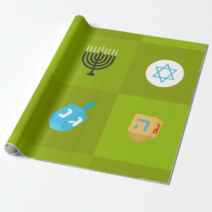 Papel De Presente hanukkah verde de bloco colorido