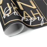 Papel De Presente Hanukkah Wraping Paper Chanukah Happy Dourada, Pre<br><div class="desc">Chanucá "Chanukah Happy Black & Dourado" Espero que goste do meu último presente feito de Douradas inscrições em fundo azul de marinho para vestir seus presentes:) Personalize mudando a cor de fundo. As palavras "Happy" podem ser suprimidas e substituídas por seu próprio texto. Use seu estilo, cor e tamanho de...</div>
