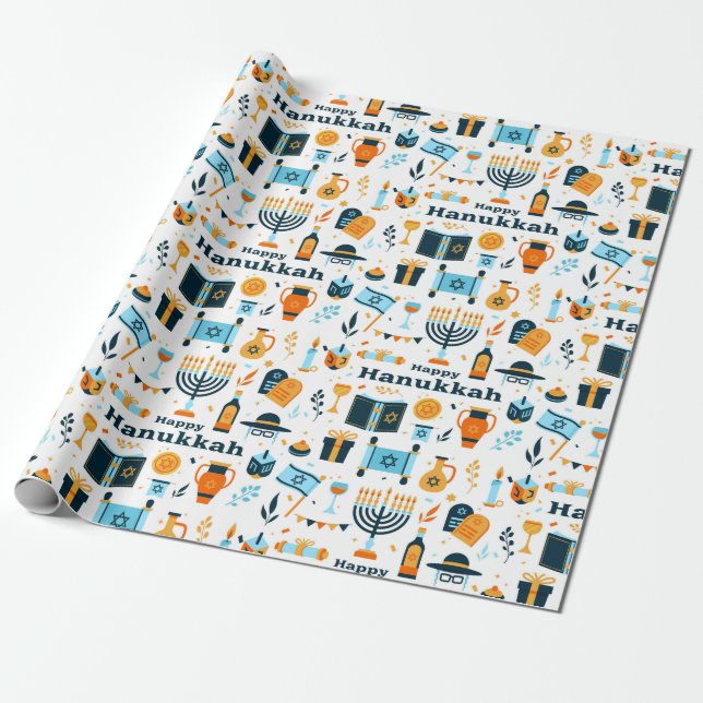 Papel De Presente Hanukkah Wrapping Paper (Desenrolado)