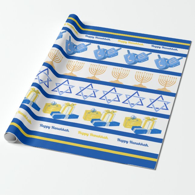 Papel De Presente Hanukkah Wrapping Paper (Desenrolado)