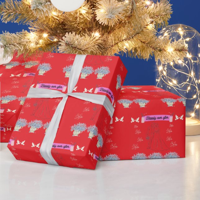 Papel De Presente Happily ever after red (Feriados)