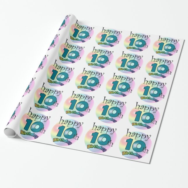 Papel De Presente Happy 10th Birthday (Desenrolado)