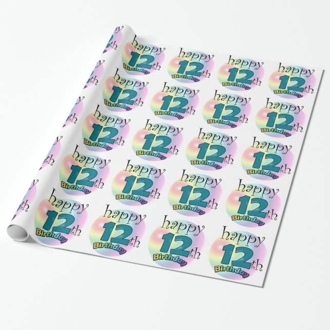 Papel De Presente Happy 12th Birthday (Desenrolado)