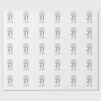 Papel De Presente Happy 21st birthday bold letter simple name minima